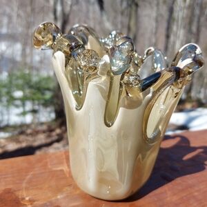 MURANO Mid Century Swung Crystal Art Glass Splash Vase